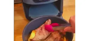 steak and chips in an air fryer